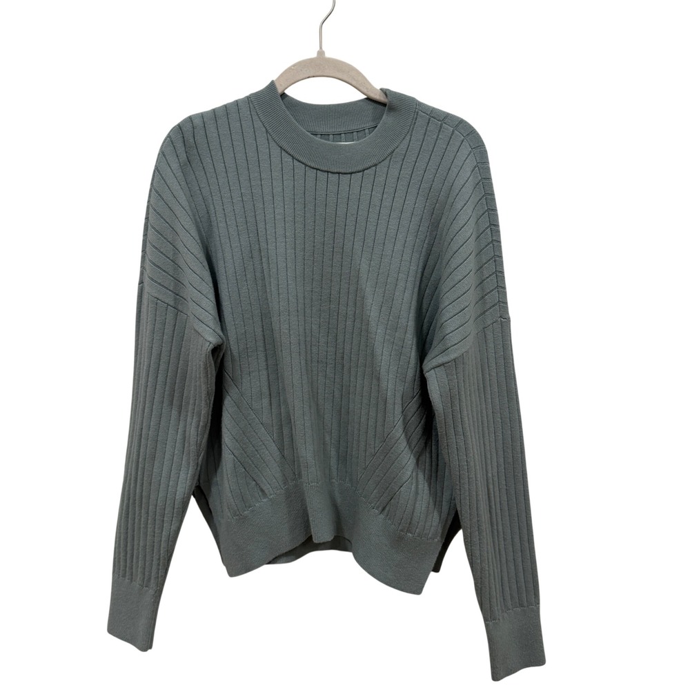 Abercrombie & Fitch Soft A&F Collection Ribbed Crew Neck Sweater Sage Green S